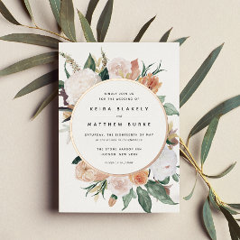 Boho Blooms Modern Floral Wedding Folie Uitnodiging