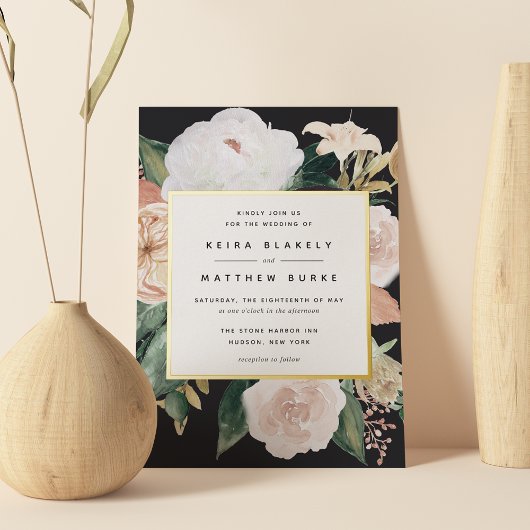 Boho Blooms Modern Floral Wedding Folie Uitnodiging