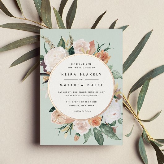 Boho Blooms Modern Floral Wedding Folie Uitnodiging