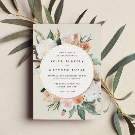 Boho Blooms Modern Floral Wedding Folie Uitnodiging
