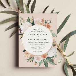 Boho Blooms Modern Floral Wedding Folie Uitnodiging
