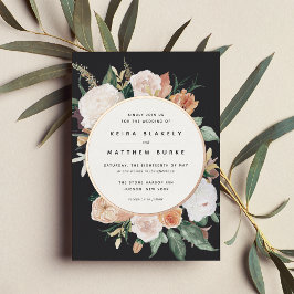 Boho Blooms Modern Floral Wedding Folie Uitnodiging