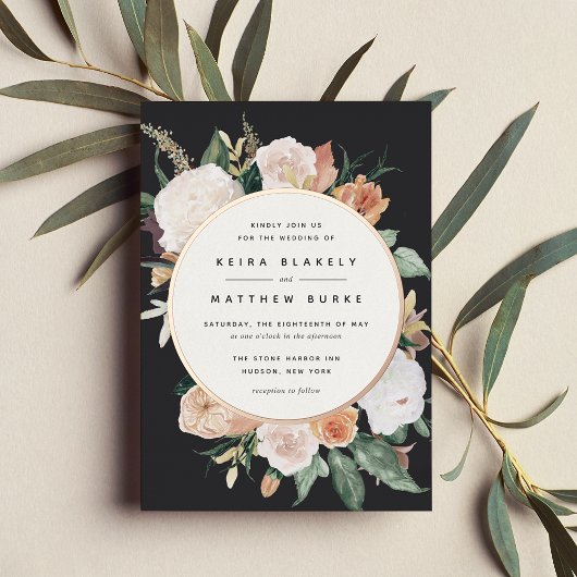 Boho Blooms Modern Floral Wedding Folie Uitnodiging