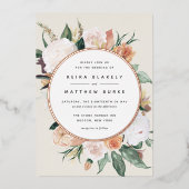 Boho Blooms Modern Floral Wedding Folie Uitnodiging (Voorkant)