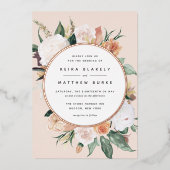 Boho Blooms Modern Floral Wedding Folie Uitnodiging (Voorkant)