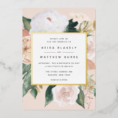 Boho Blooms Modern Floral Wedding Folie Uitnodiging (Voorkant)