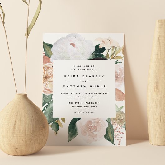 Boho Blooms | Modern Floral Wedding Kaart