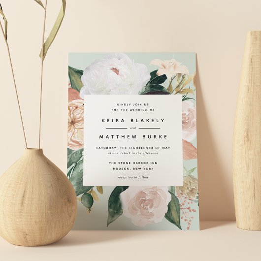 Boho Blooms | Modern Floral Wedding Kaart