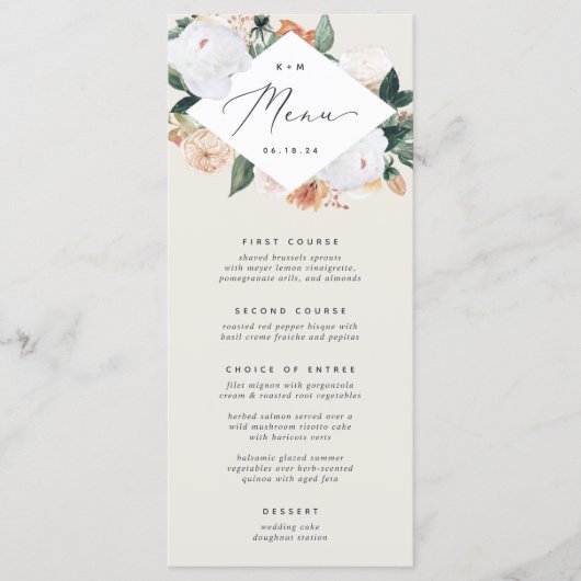 Boho Blooms Modern Floral Wedding Menu (Voorkant)
