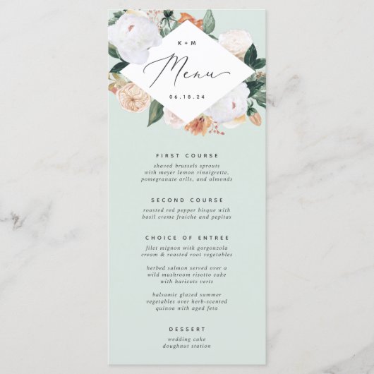 Boho Blooms Modern Floral Wedding Menu (Voorkant)