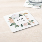 Boho Blooms Modern Floral Wedding Monogram Kartonnen Onderzetters (Schuin)