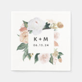Boho Blooms Modern Floral Wedding Monogram Servet (Voorkant)