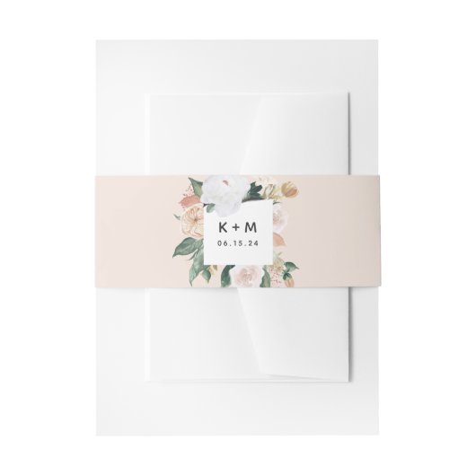 Boho Blooms Modern Floral Wedding Monogram Uitnodigingen Wikkel (Voorkant Voorbeeld)