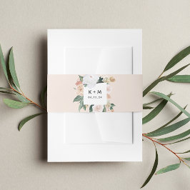 Boho Blooms Modern Floral Wedding Monogram Uitnodigingen Wikkel