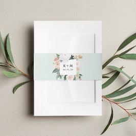 Boho Blooms Modern Floral Wedding Monogram Uitnodigingen Wikkel