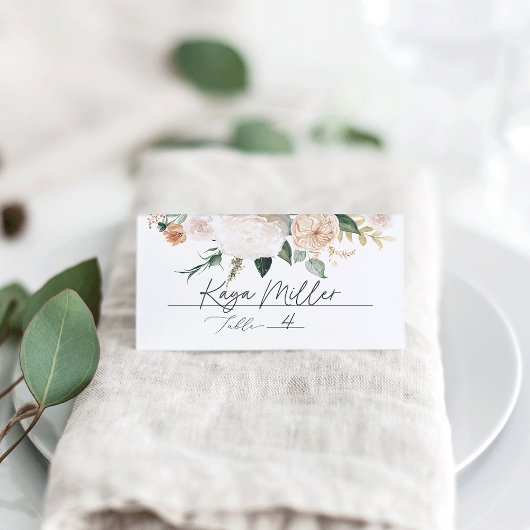 Boho Blooms Modern Floral Wedding Plaatskaartje