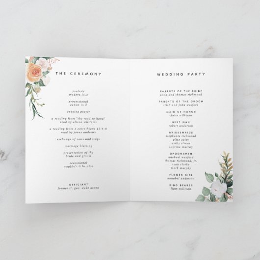 Boho Blooms Modern Floral Wedding Programma (Binnen)