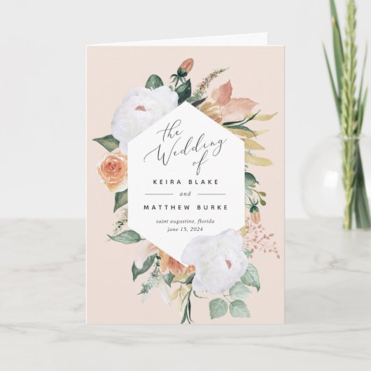 Boho Blooms Modern Floral Wedding Programma (Voorkant)