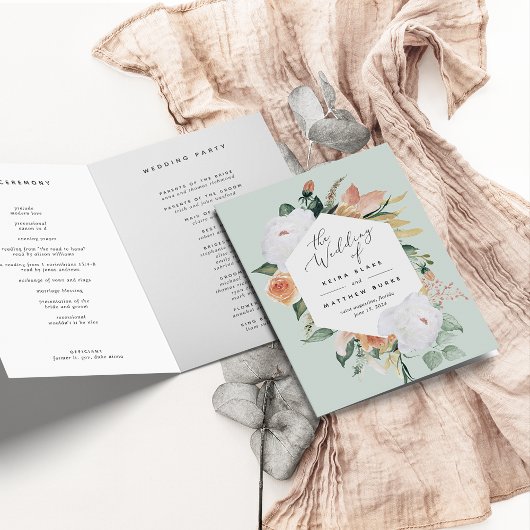 Boho Blooms Modern Floral Wedding Programma