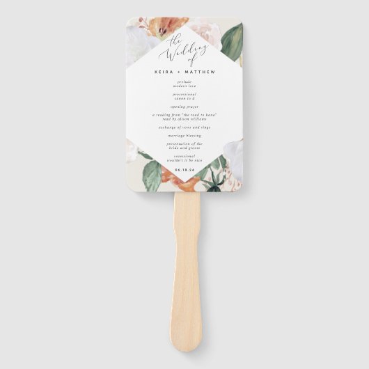 Boho Blooms Modern Floral Wedding Programme Handwaaier (Voorkant)