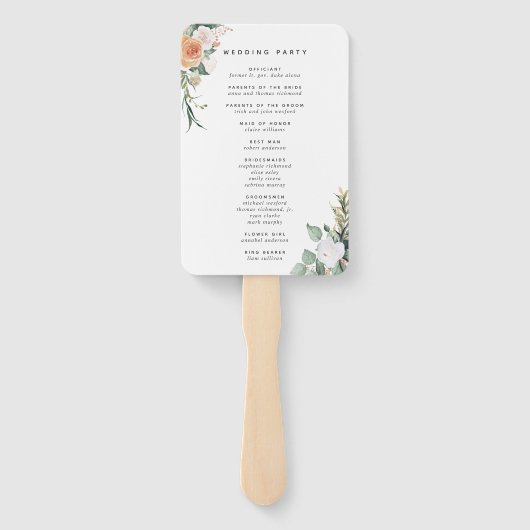 Boho Blooms Modern Floral Wedding Programme Handwaaier (Achterkant)