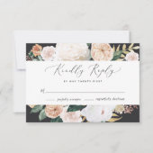 Boho Blooms Modern Floral Wedding RSVP Kaart (Voorkant)