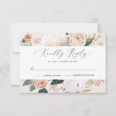 Boho Blooms Modern Floral Wedding RSVP Kaart (Voorkant)
