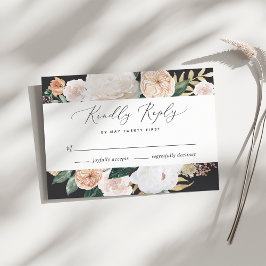 Boho Blooms Modern Floral Wedding RSVP Kaart