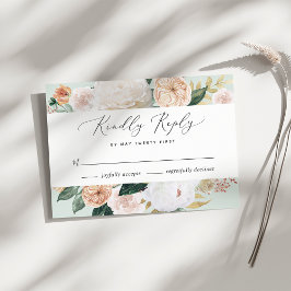 Boho Blooms Modern Floral Wedding RSVP Kaart