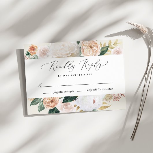 Boho Blooms Modern Floral Wedding RSVP Kaart