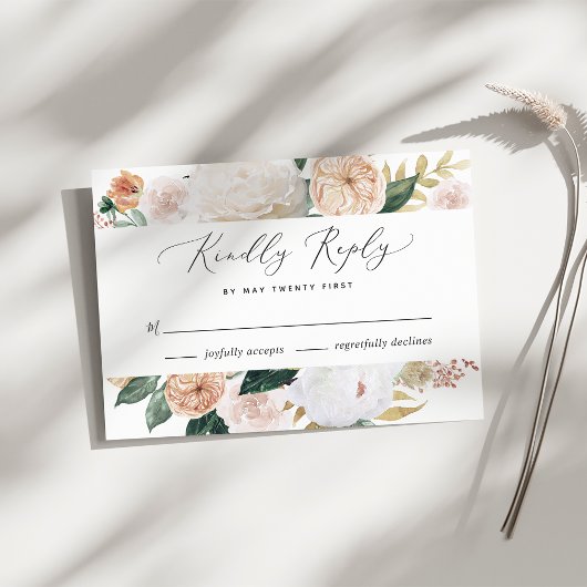 Boho Blooms Modern Floral Wedding RSVP Kaart