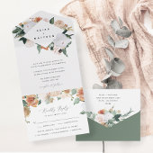 Boho Blooms | Modern Geometric Floral Wedding All In One Uitnodiging