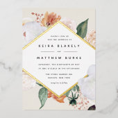 Boho Blooms | Modern Geometric Floral Wedding Folie Uitnodiging (Voorkant)