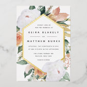 Boho Blooms Modern Geometric Floral Wedding Folie Uitnodiging (Voorkant)