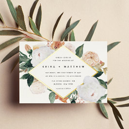 Boho Blooms | Modern Geometric Floral Wedding Folie Uitnodiging