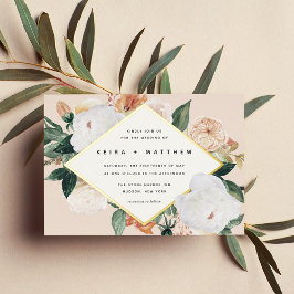 Boho Blooms | Modern Geometric Floral Wedding Folie Uitnodiging