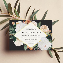 Boho Blooms | Modern Geometric Floral Wedding Folie Uitnodiging