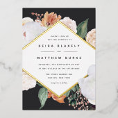 Boho Blooms | Modern Geometric Floral Wedding Folie Uitnodiging (Voorkant)