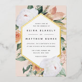 Boho Blooms Modern Geometric Floral Wedding Folie Uitnodiging (Voorkant)