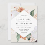 Boho Blooms | Modern Geometric Floral Wedding Kaart (Voorkant)