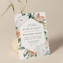Boho Blooms | Modern Geometric Floral Wedding Kaart