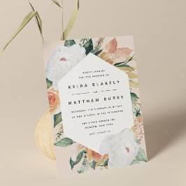 Boho Blooms | Modern Geometric Floral Wedding Kaart