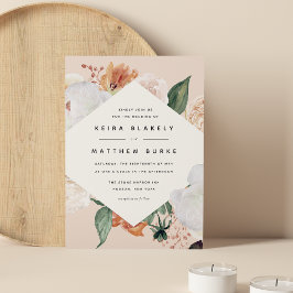 Boho Blooms | Modern Geometric Floral Wedding Kaart