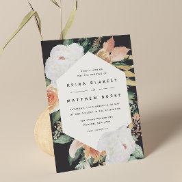 Boho Blooms | Modern Geometric Floral Wedding Kaart