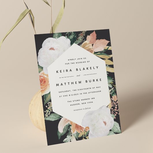 Boho Blooms | Modern Geometric Floral Wedding Kaart