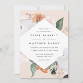 Boho Blooms | Modern Geometric Floral Wedding Kaart (Voorkant)