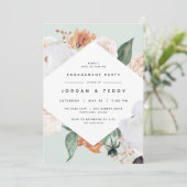 Boho Blooms | Moderne Floral Engagement Party Kaart (Staand voorkant)