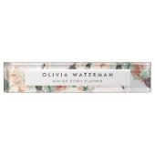 Boho Blooms | Moderne Waterverf Floral Naambordje (Voorkant)