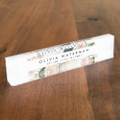 Boho Blooms | Moderne Waterverf Floral Naambordje (Zijkant)