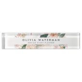 Boho Blooms | Moderne Waterverf Floral Naambordje (Voorkant)